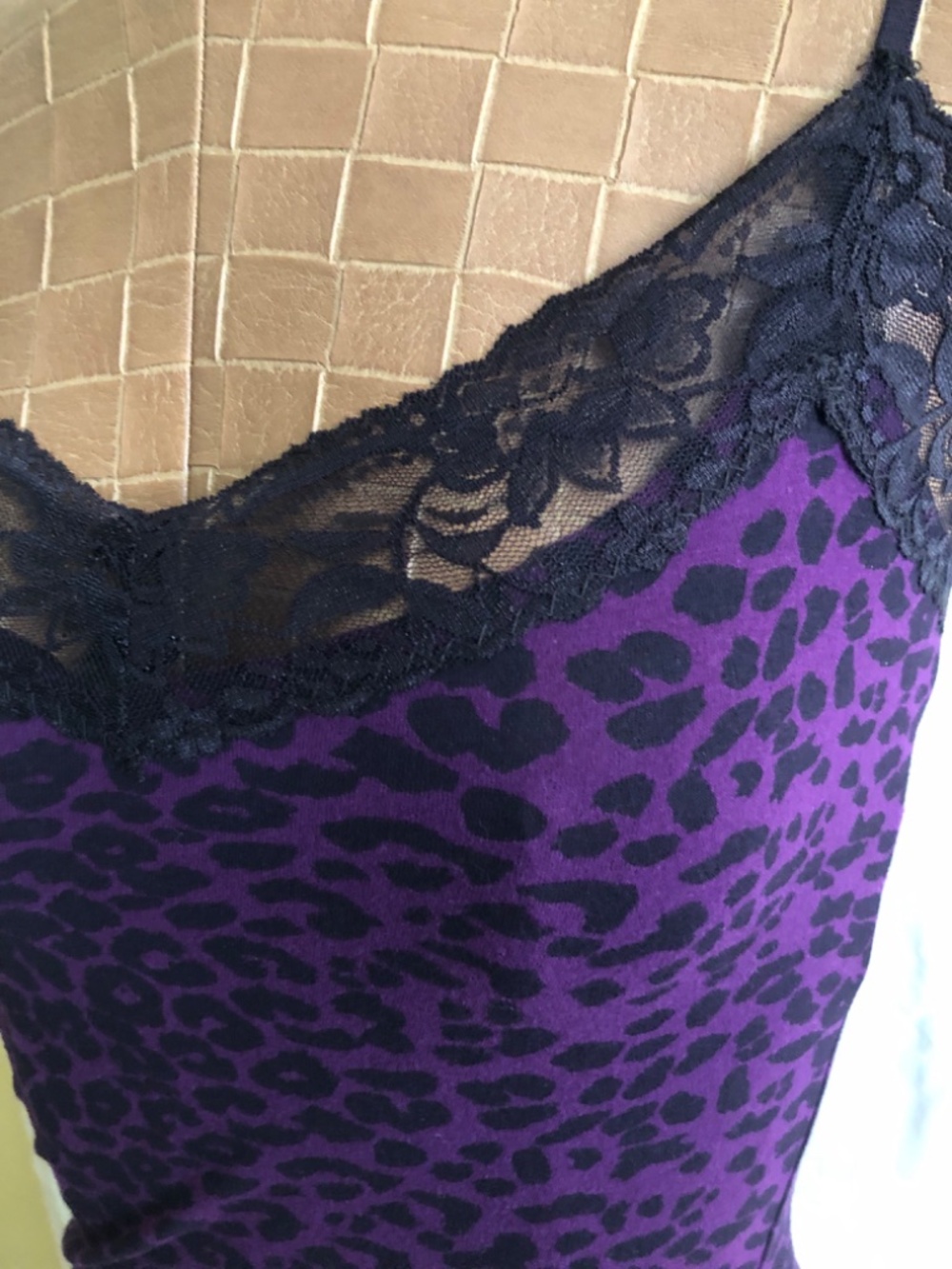 Cami/Tank Black Lace & Purple Animal Print SM - Picture 7 of 9